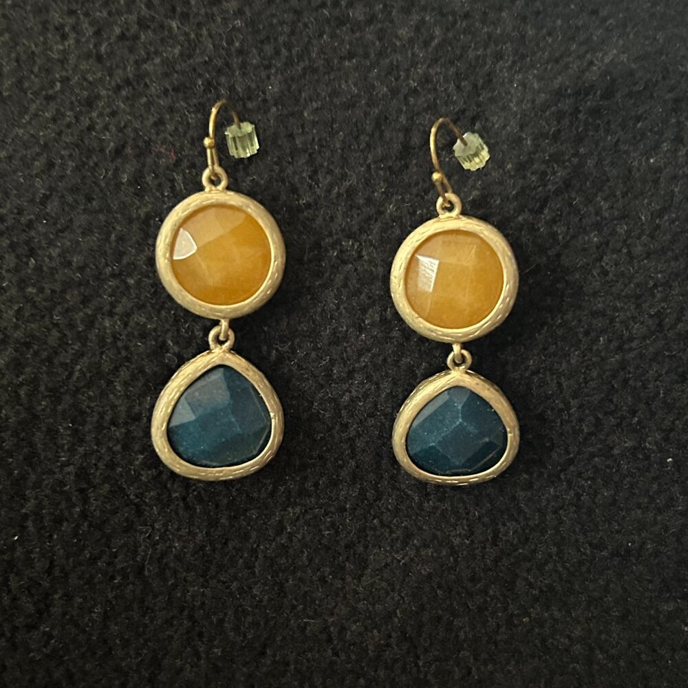 Anthropologie Yellow and Blue Stone Earrings